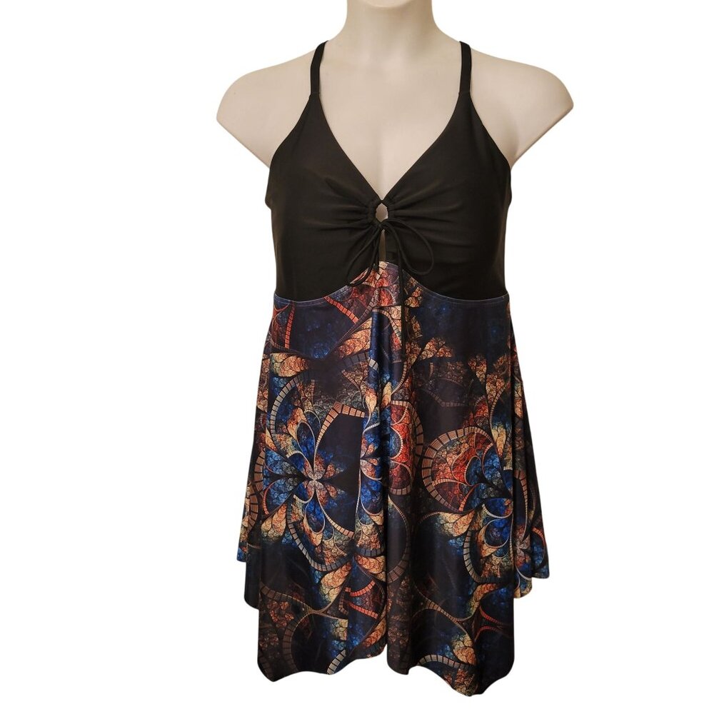 Kim Curvy 20W Swim‎ Tankini Dress Built In Shorts One Piece Modest Beach Pool